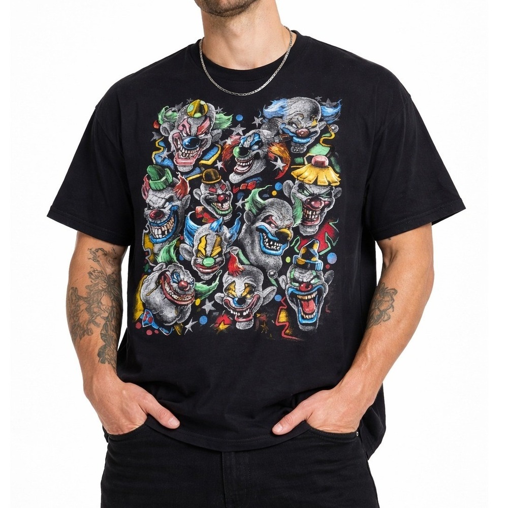 Y2K Delta Tag Killer Laughing Evil Clowns Graphic Men's XXL Black T-Shirt - Picture 1 of 16